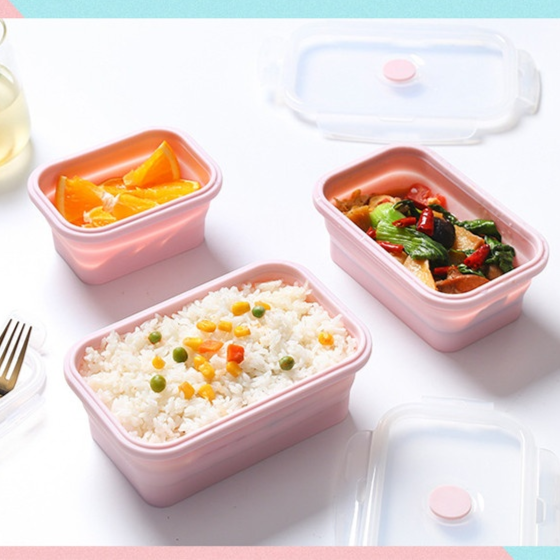 Portable silicone folding lunch box
