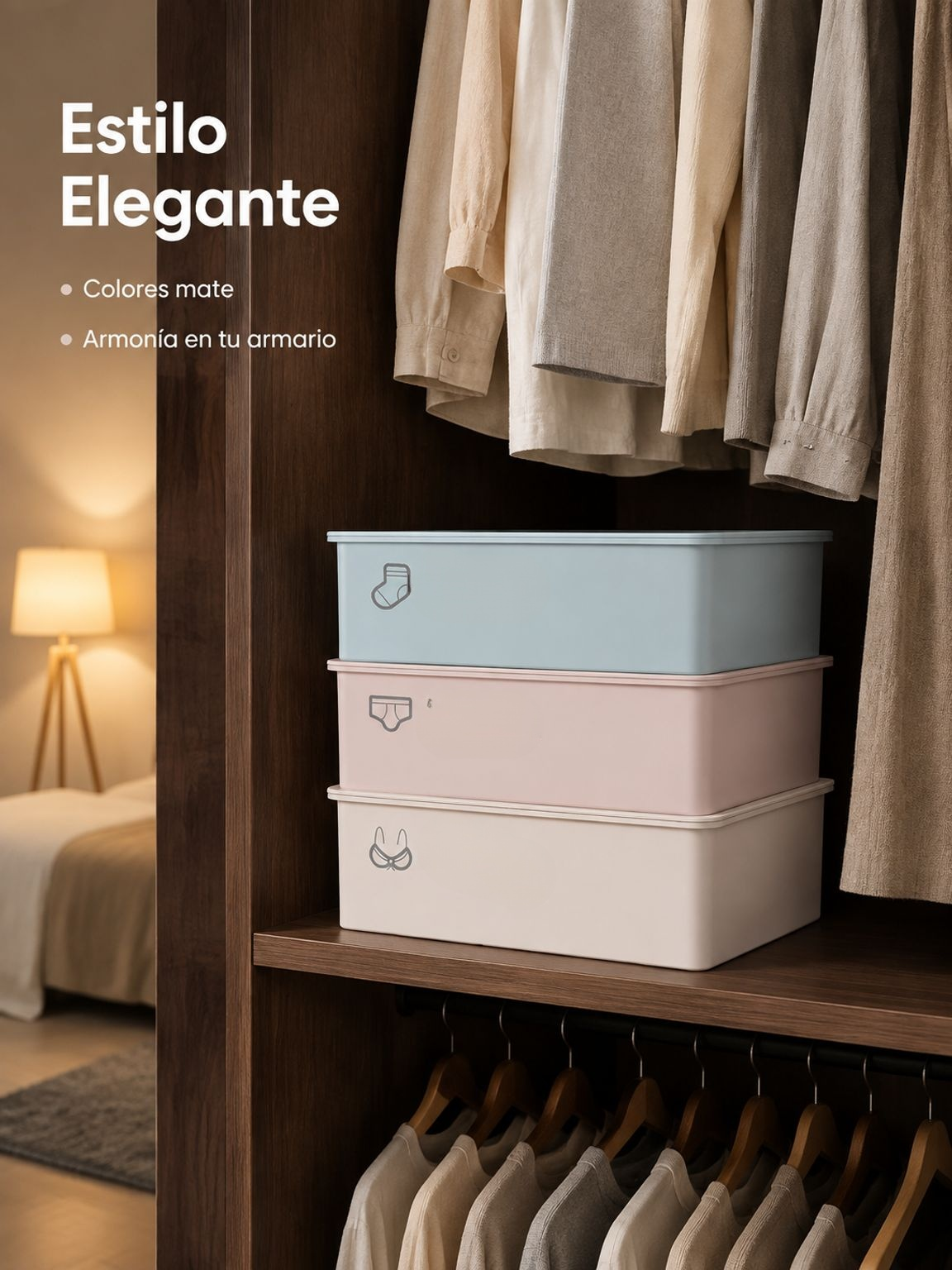 Caja organizadora con divisiones para ropa interior, esencial para el hogar