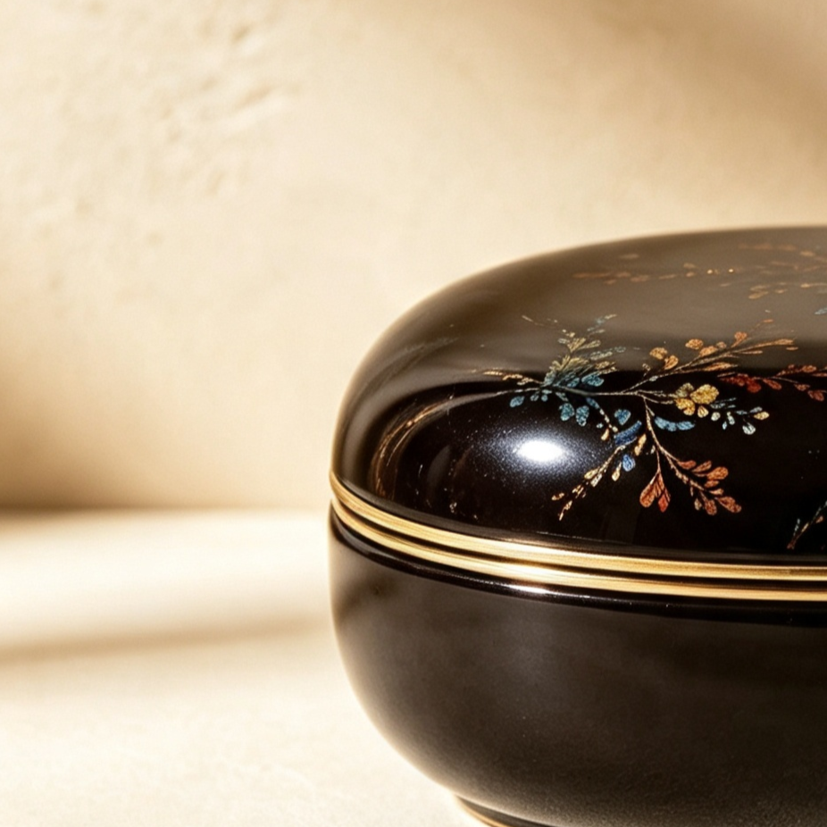 Lacquerware painted jewelry box set of two