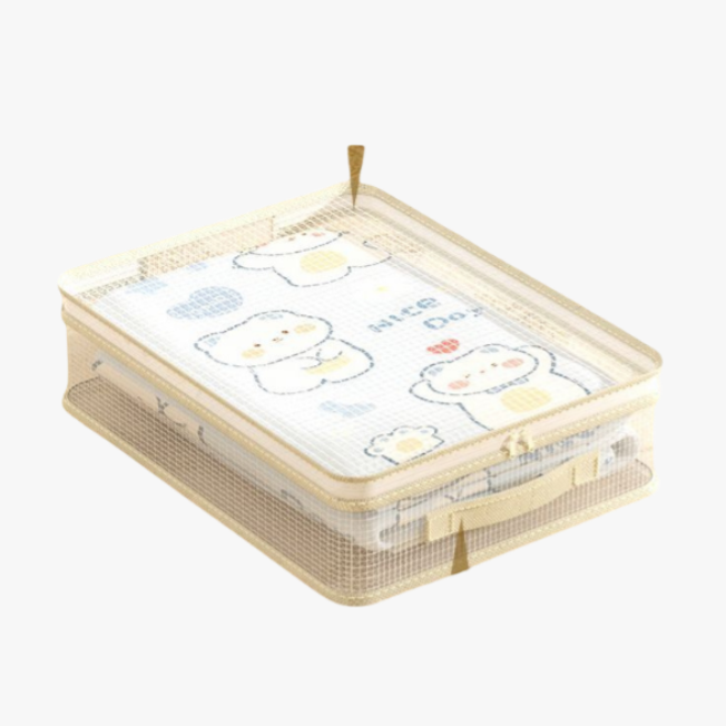 간절기 수납 가방 4종 세트 곰팡이 방지 의류 정리 가방 면 이불 수납 가방 칸막이 망사 옷장 수납 가방