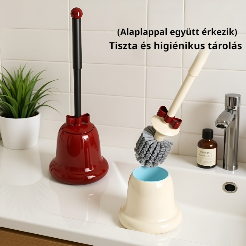 Hosszú nyelű háztartási WC-kefe, tisztító és frissítő funkcióval, padlón álló talppal, vin