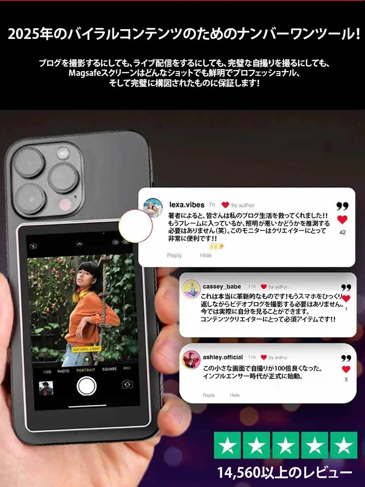 スマホセルフィーマグネットスクリーンシェアリングデバイス