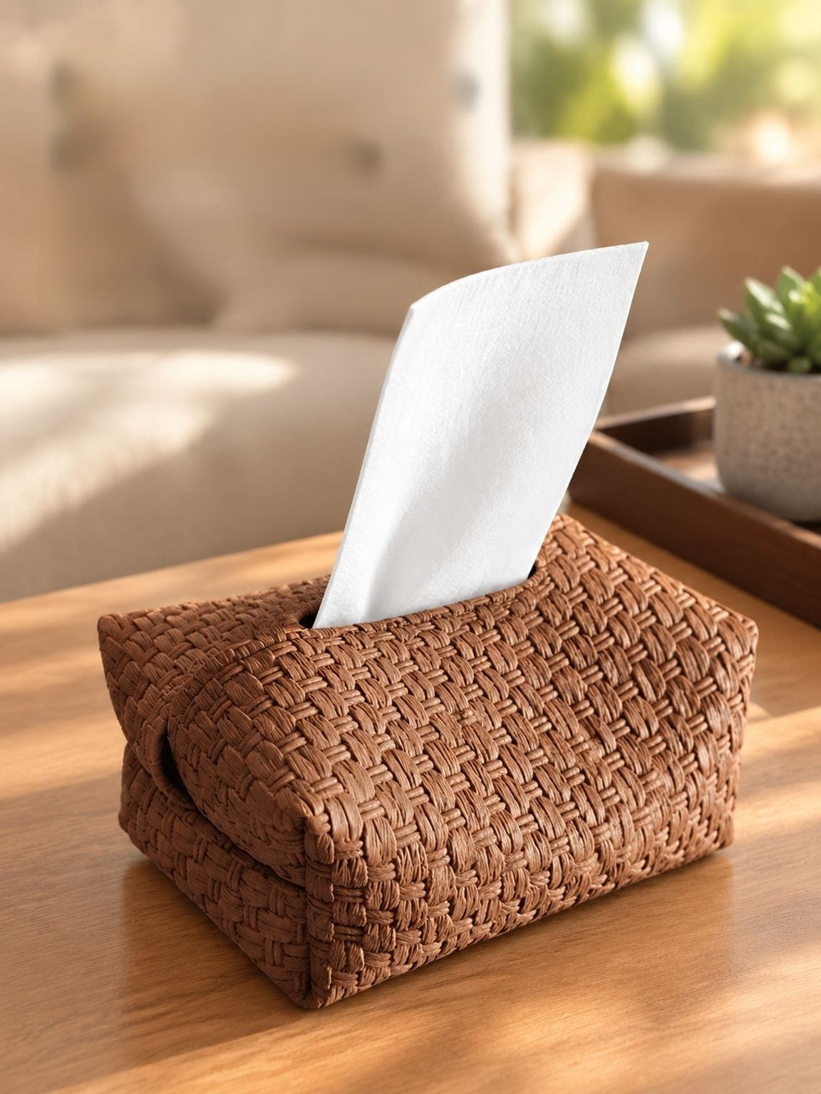 Vintage-Style High-End 2025 Tissue Box for Home Use, Woven Living Room Tissue Box, Light Luxury Napk
