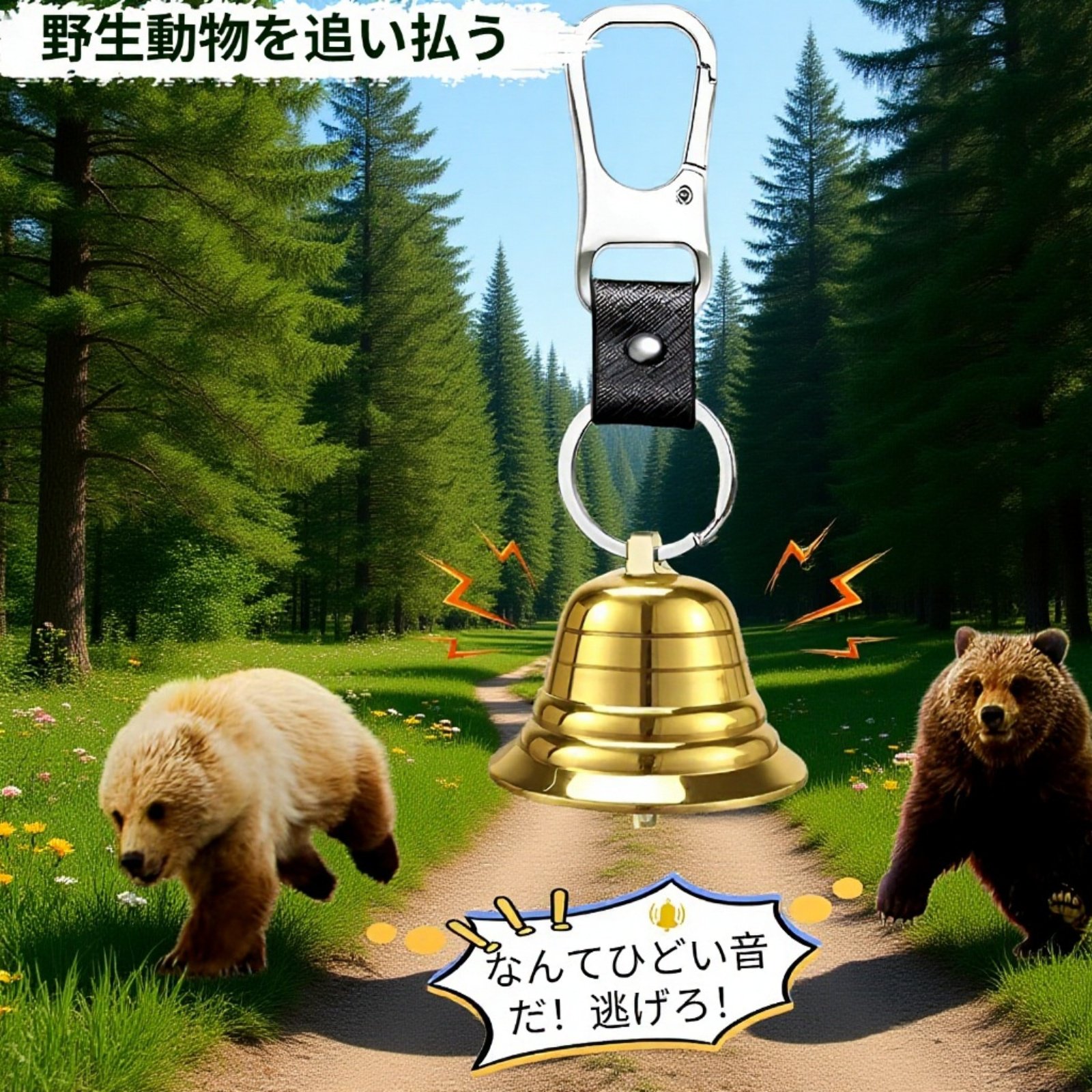 アウトドアハイキング用真鍮製熊よけベル