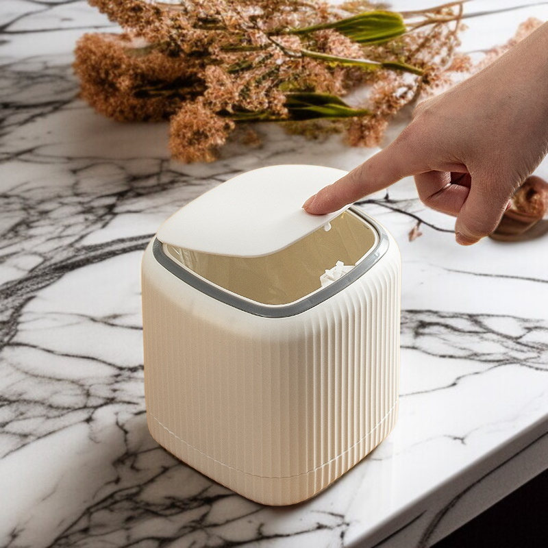 데스크톱 압축탄 덮개 쓰레기통