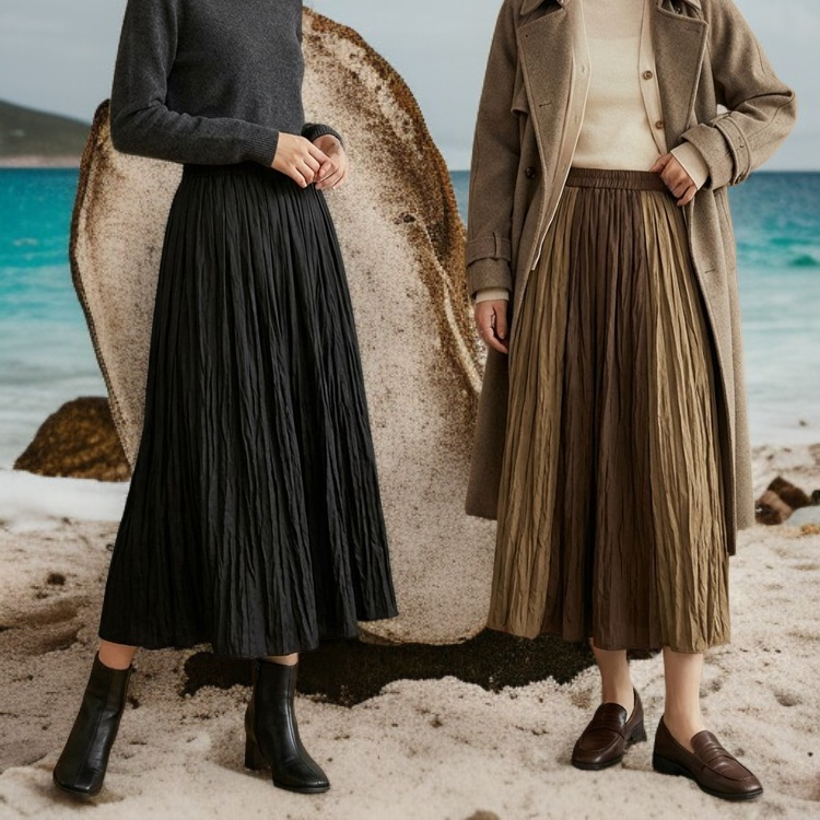 プリーツフレアチュールスカート