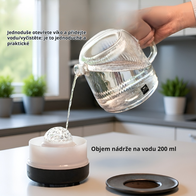 Hvězdný projektor a zvlhčovač vzduchu s duhovým plamenem