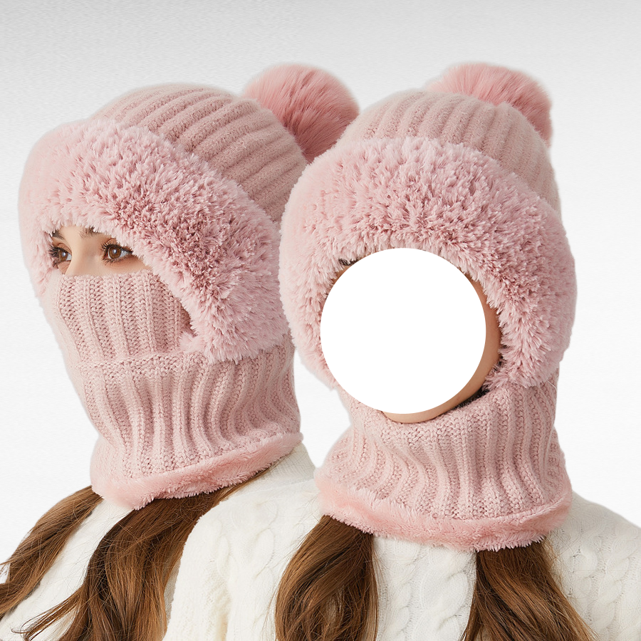  남녀공용 방한 니트 모자 목도리 마스크 일체형