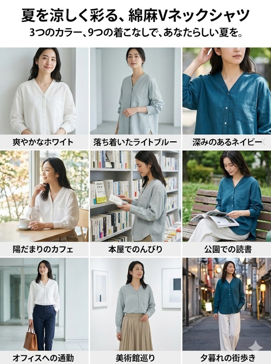 レディース接触冷感Vネックゆっとりシャツ
