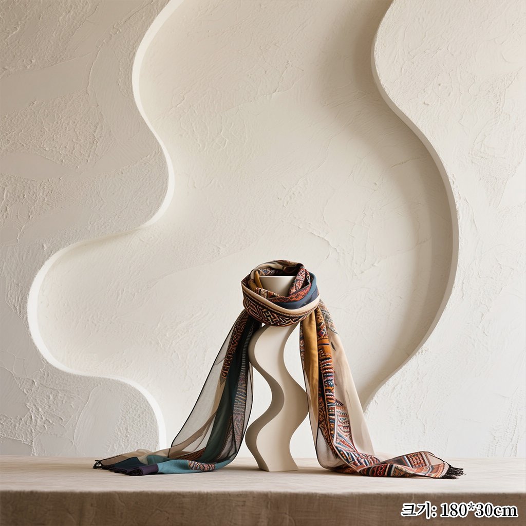 여성용 실크 머플러 착용 샷