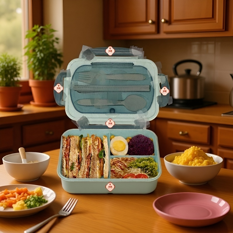 다양한 칸이 있는 식판 도시락 내부 구조