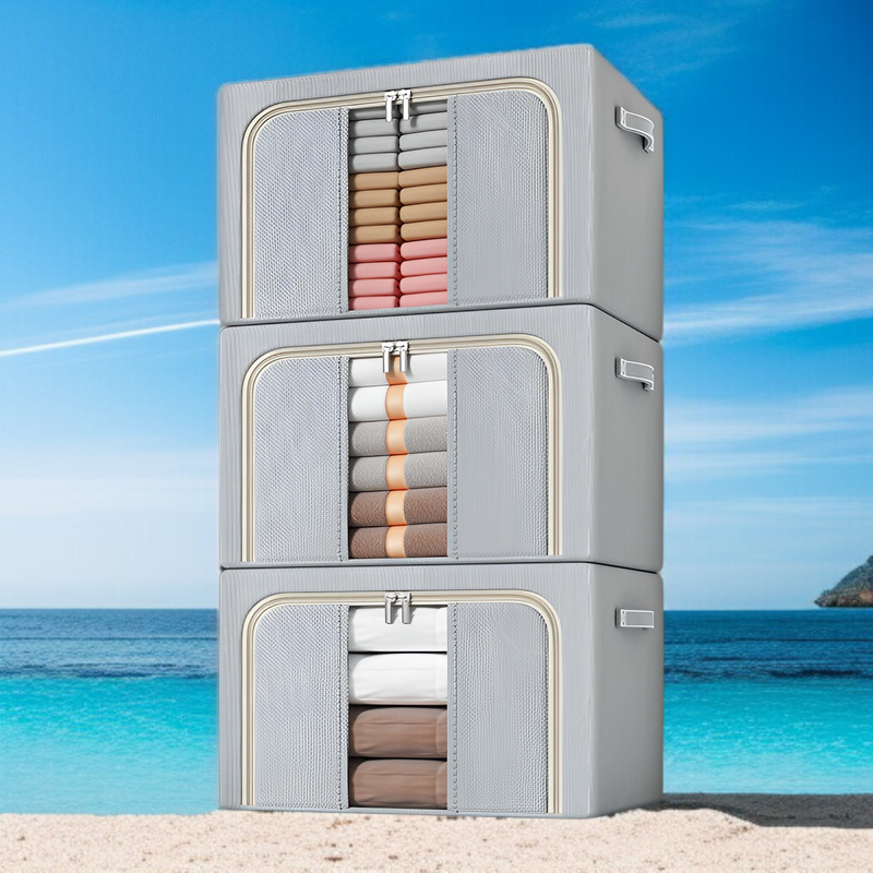 収納ボックス 家庭用ワードローブ 衣類収納ボックス オックスフォード布 衣類折りたたみ収納バッグ 大容量 キルト収納キャビネット