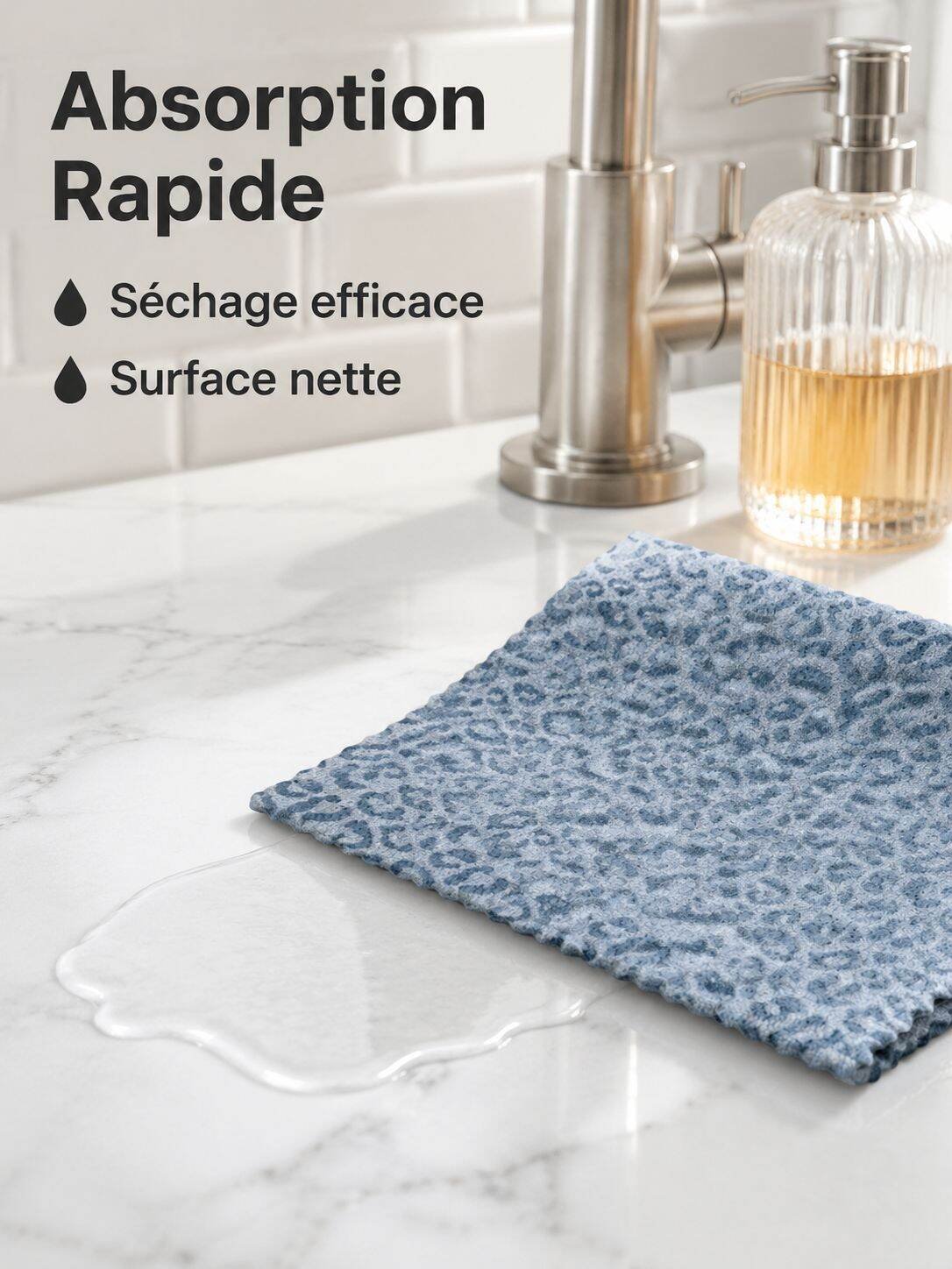 Torchon imprimé léopard, absorbant, pour cuisine et salle de bain, sans peluche