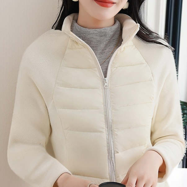 여성 아웃도어 패딩 화이트 슬림 트레이닝 아우터 하이넥 구속 없는 패딩