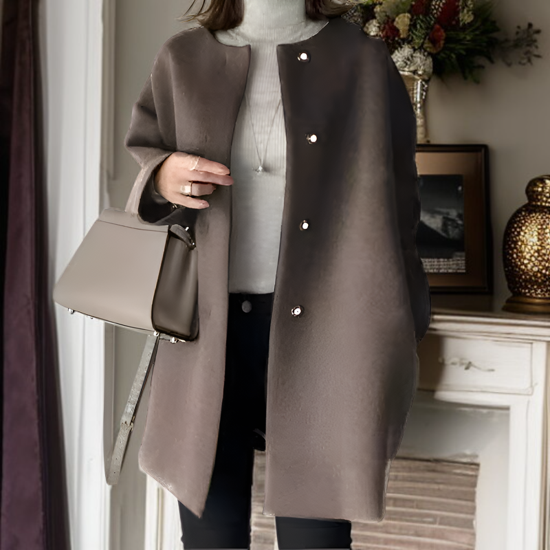 Premium Women's Autumn Winter Solid Wool Coat Loose Fit Straight Outerwear