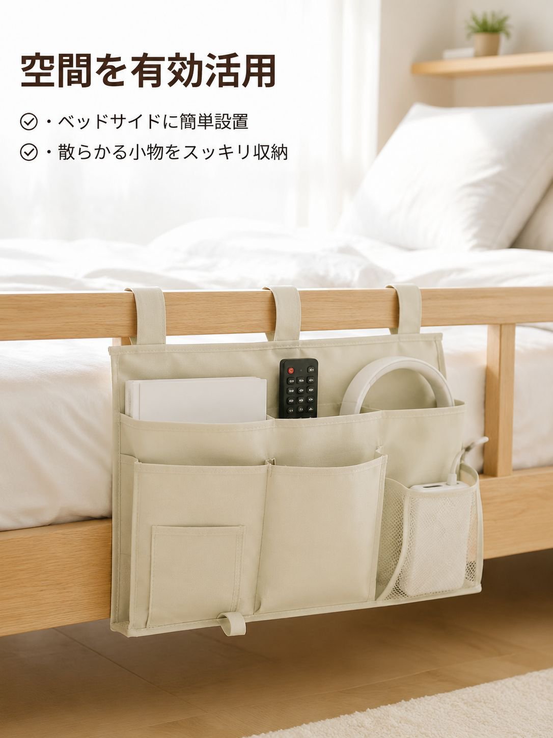 学生寮向けの壁掛け式収納バッグとバスケット。携帯電話収納バッグ、ベッドサイドやドアに取り付ける布製収納バッグなど。