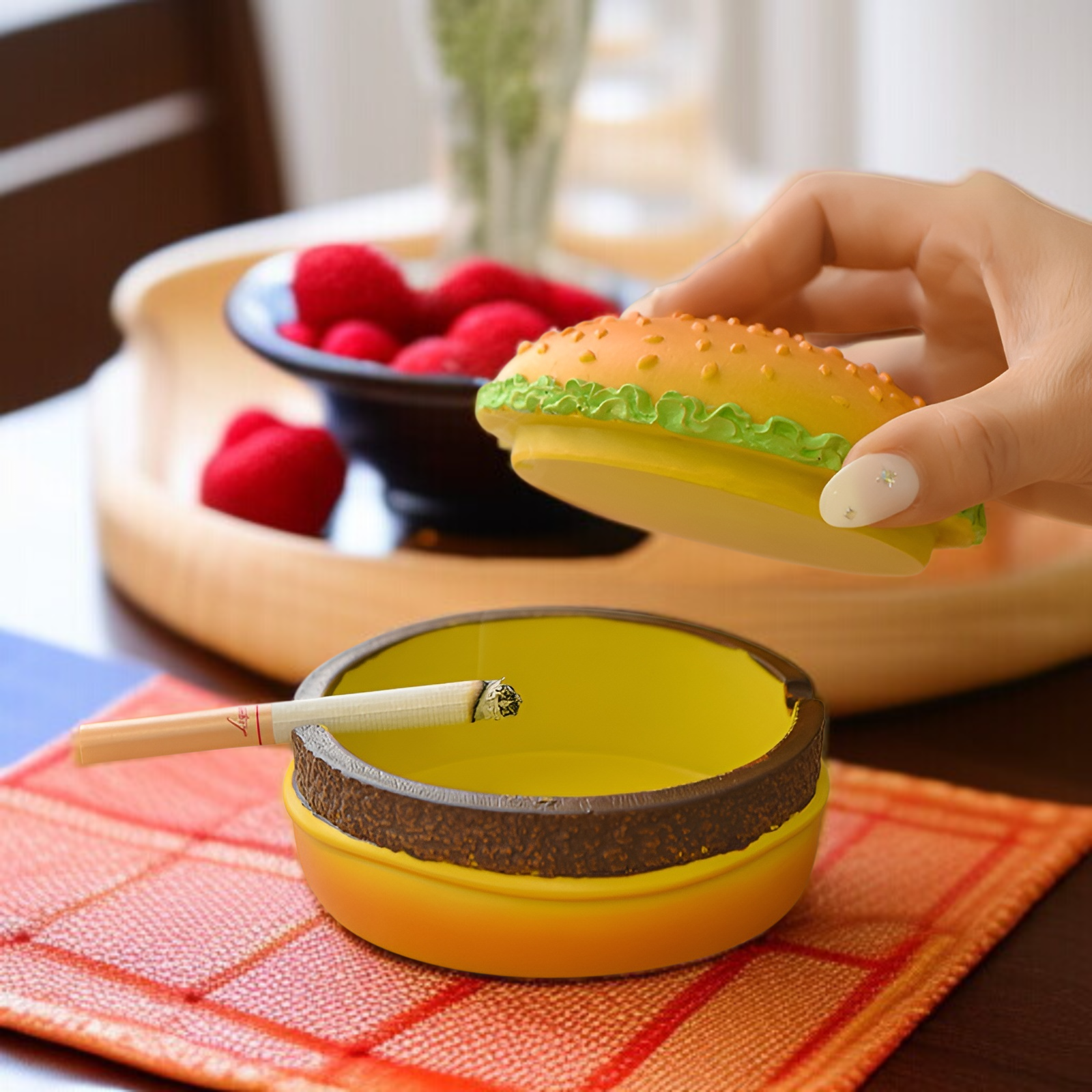 卡通漢堡煙灰缸多角度圖片