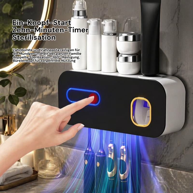 Intelligenter UV-Zahnbürsten-Sterilisator mit Wandhalterung und Zahnbürstenablage