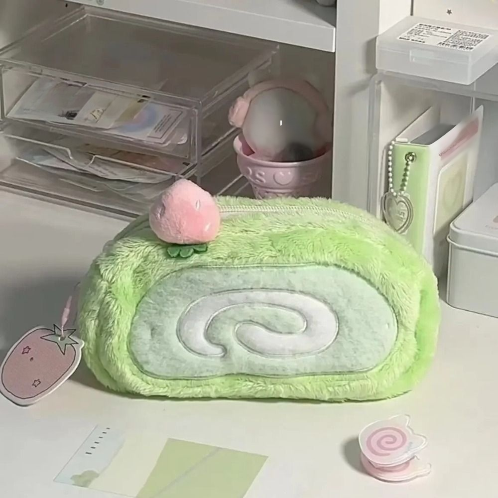 Cute Plush Swiss Roll Pencil Case
