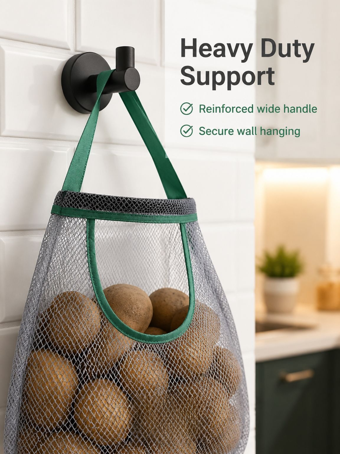 Wall-mounted Garlic & Ginger Organizer Bag, Kitchen Storage Mesh Sack