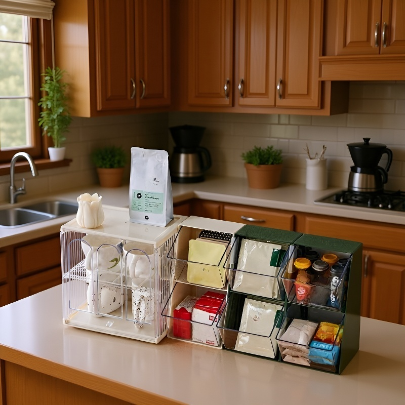 Átlátszó teafilter és kávékapszula tároló állvány