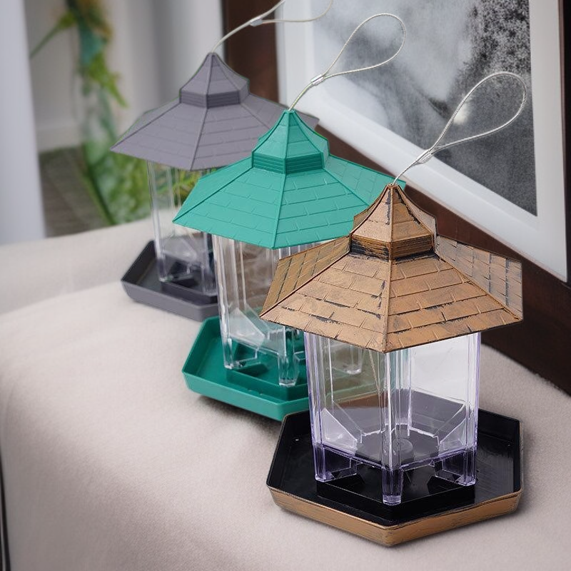 Jaula alimentadora de aves estilo pabellón verde