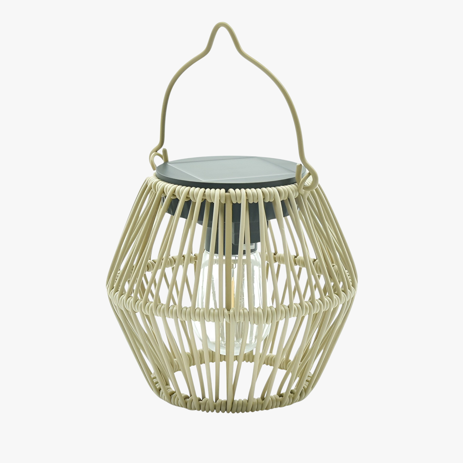 竹編みソーラーガーデンランタン 持ち手付き防水庭園ランプ