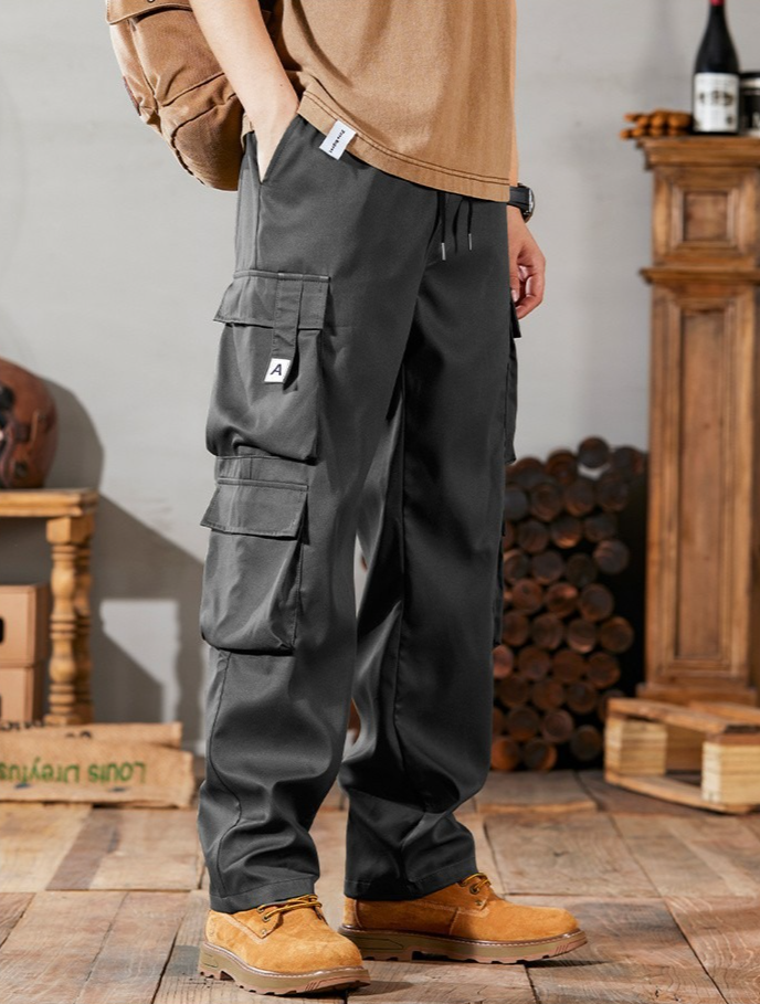 빈티지 스타일 남자 카고 팬츠 포켓 확대
