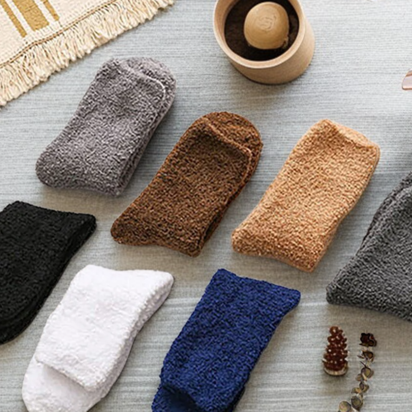 メンズ冬用ソックス ジャムジャリ 中型 無地 暖かい靴下