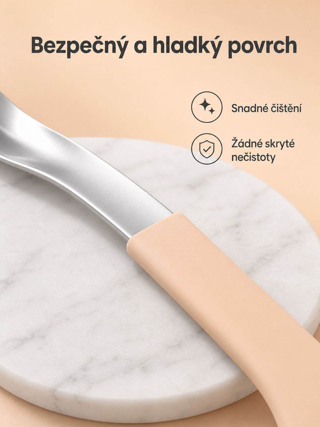 Snadno omyvatelná nerezová lžička pro děti