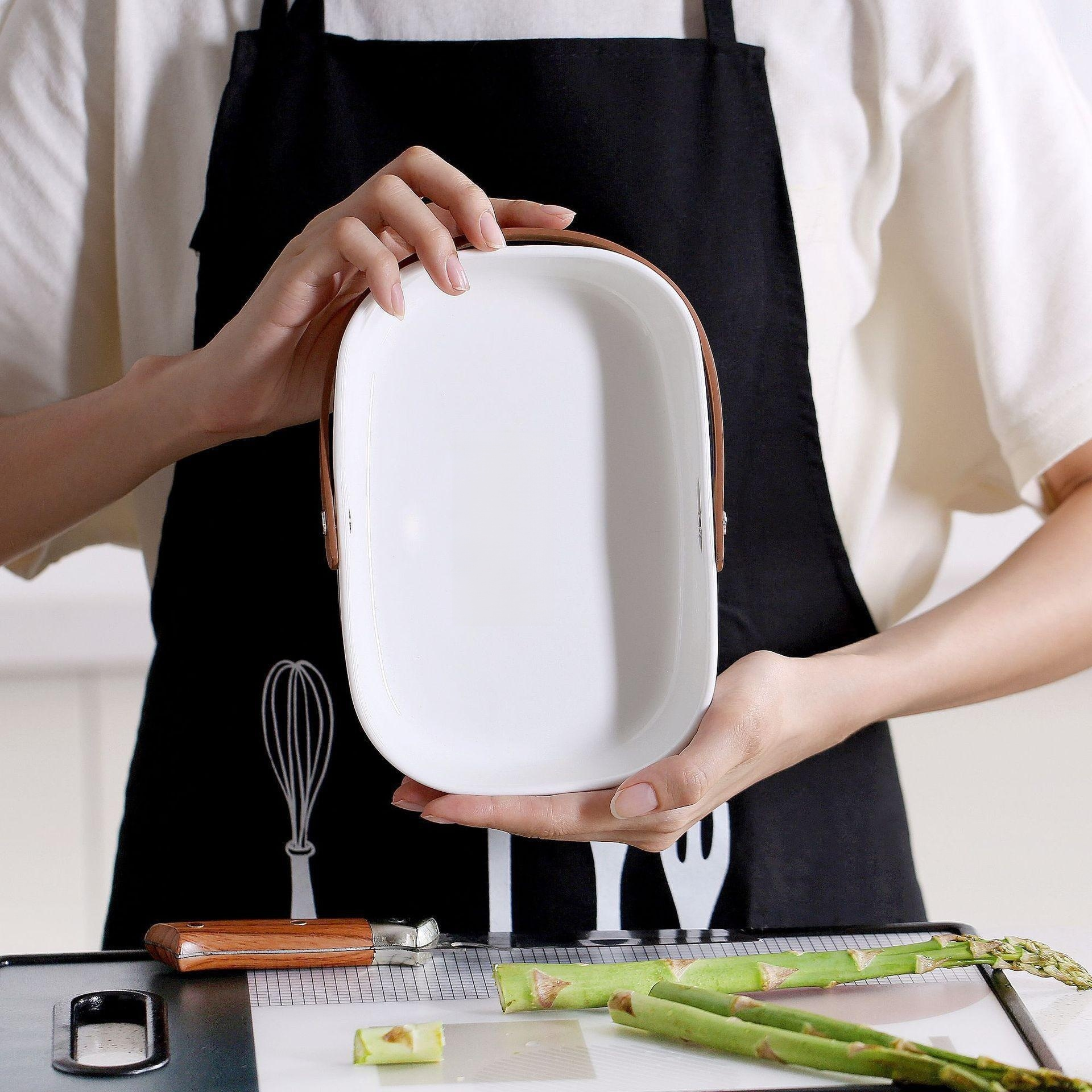 圓盤皮革提把餐具