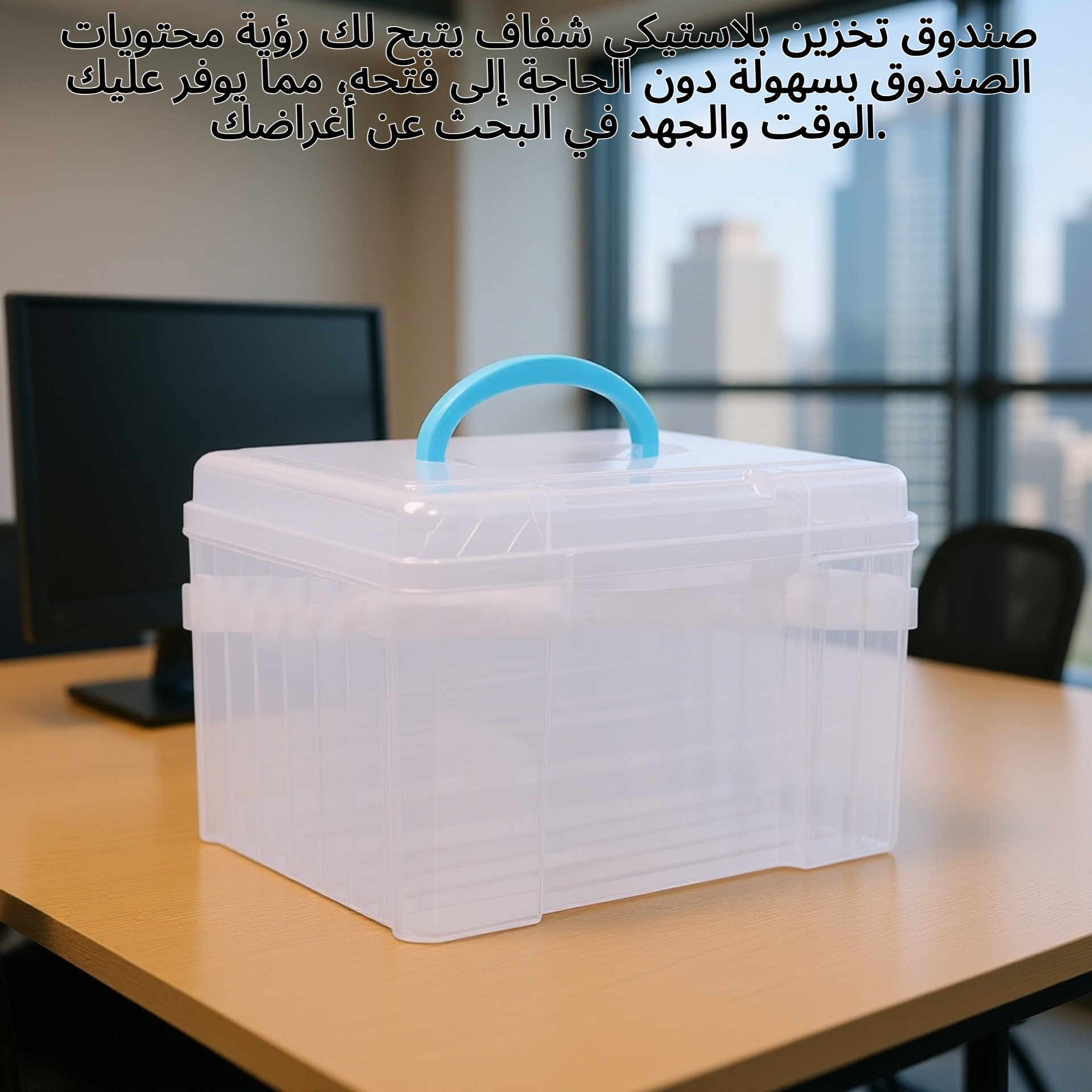 صندوق تخزين بلاستيكي شفاف