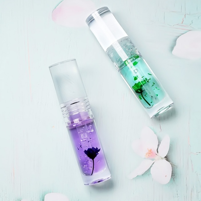 變色花卉潤唇油，日常透明潤色