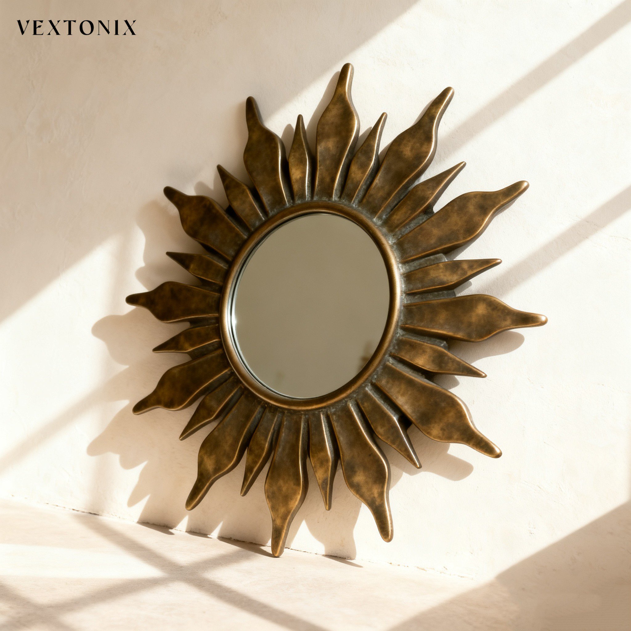 กระจกโลหะดอกทานตะวันสไตล์หรูหราเบา