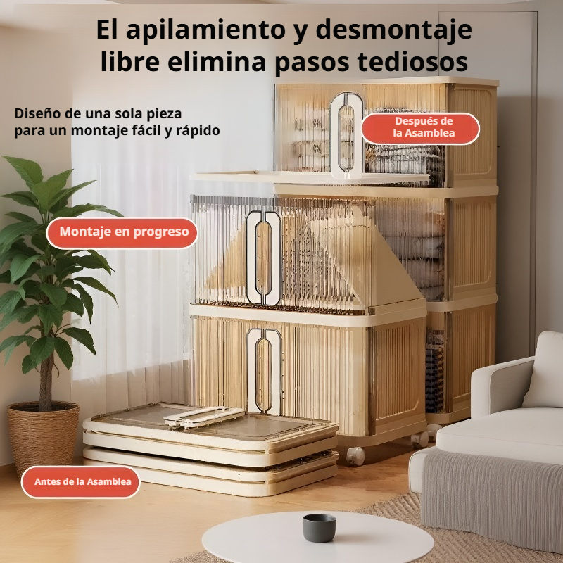 Gabinete organizador portátil y plegable, fácil de usar