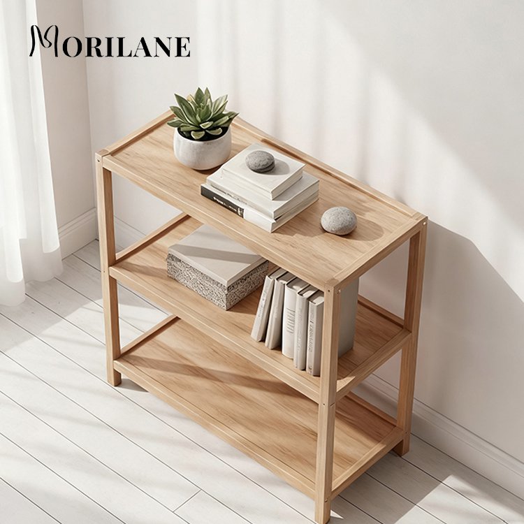 ชั้นวางของไม้สามชั้น