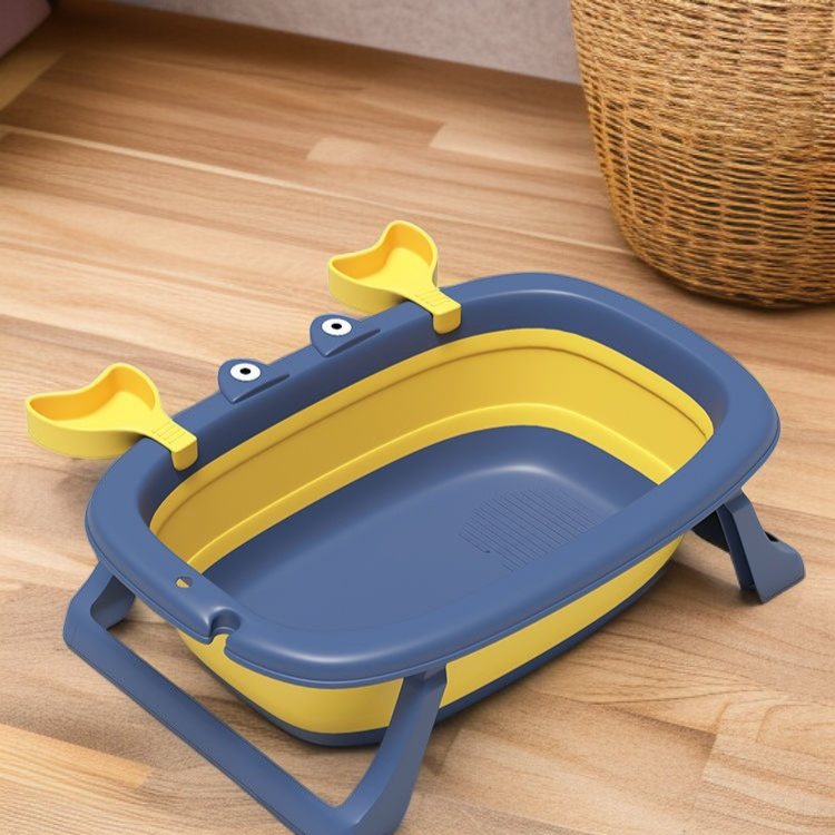 Bañera plegable antideslizante para niños, textura gruesa, se puede sentar o acostar