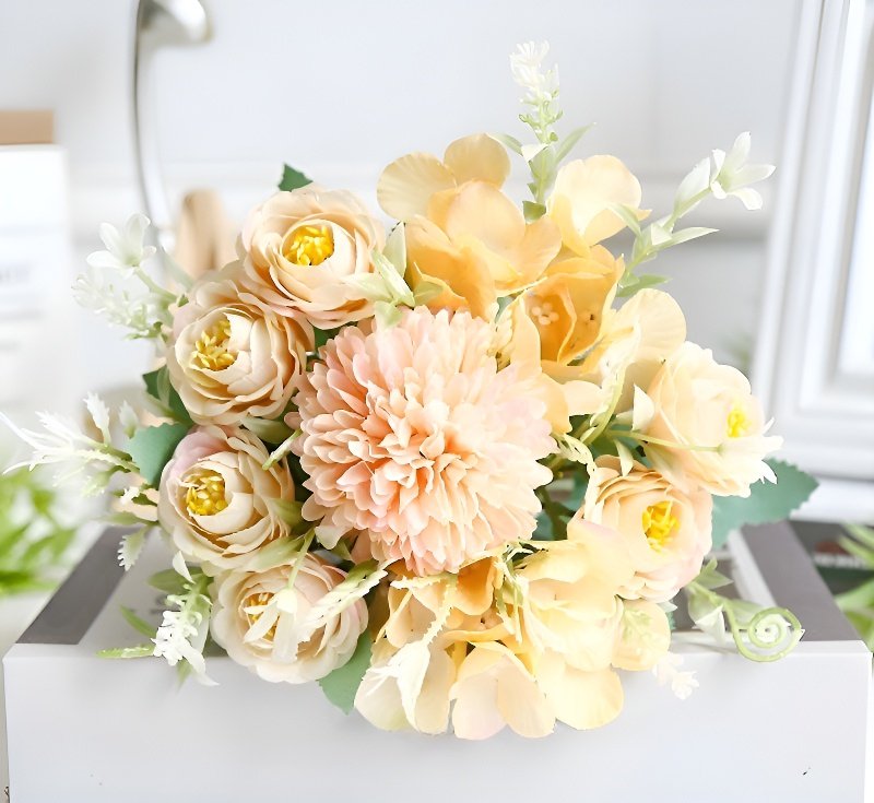 Realistic Mixed Flower Artificial Bouquet