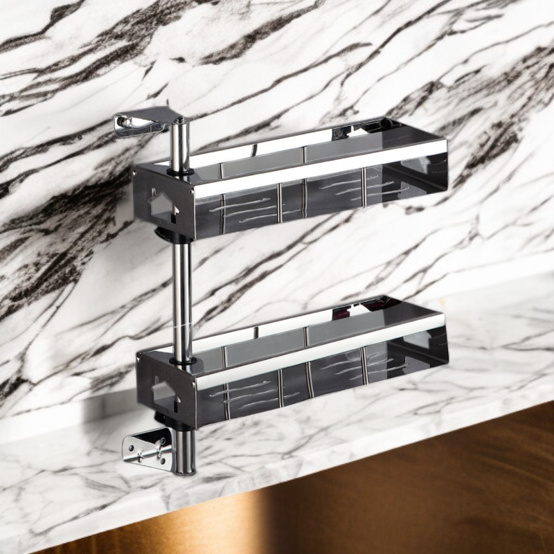 Space-saving kitchen spice rack with multiple layers