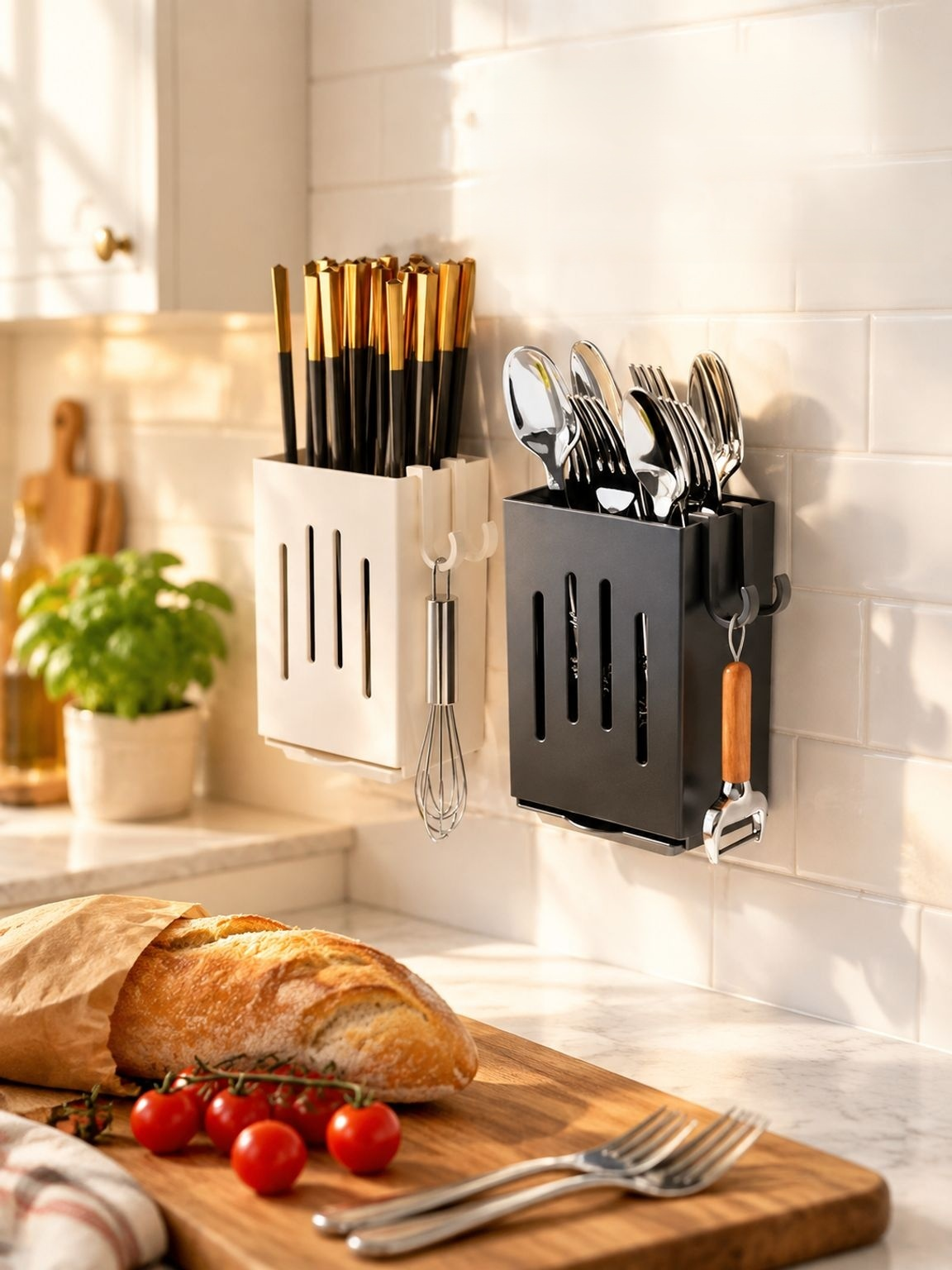 Organisateur compact de baguettes et couteaux pour la cuisine
