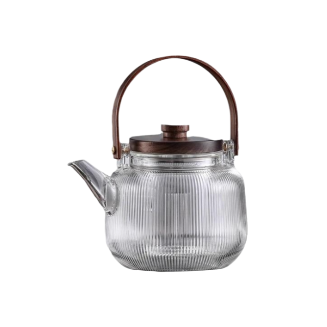 Heat-resistant glass handle teapot
