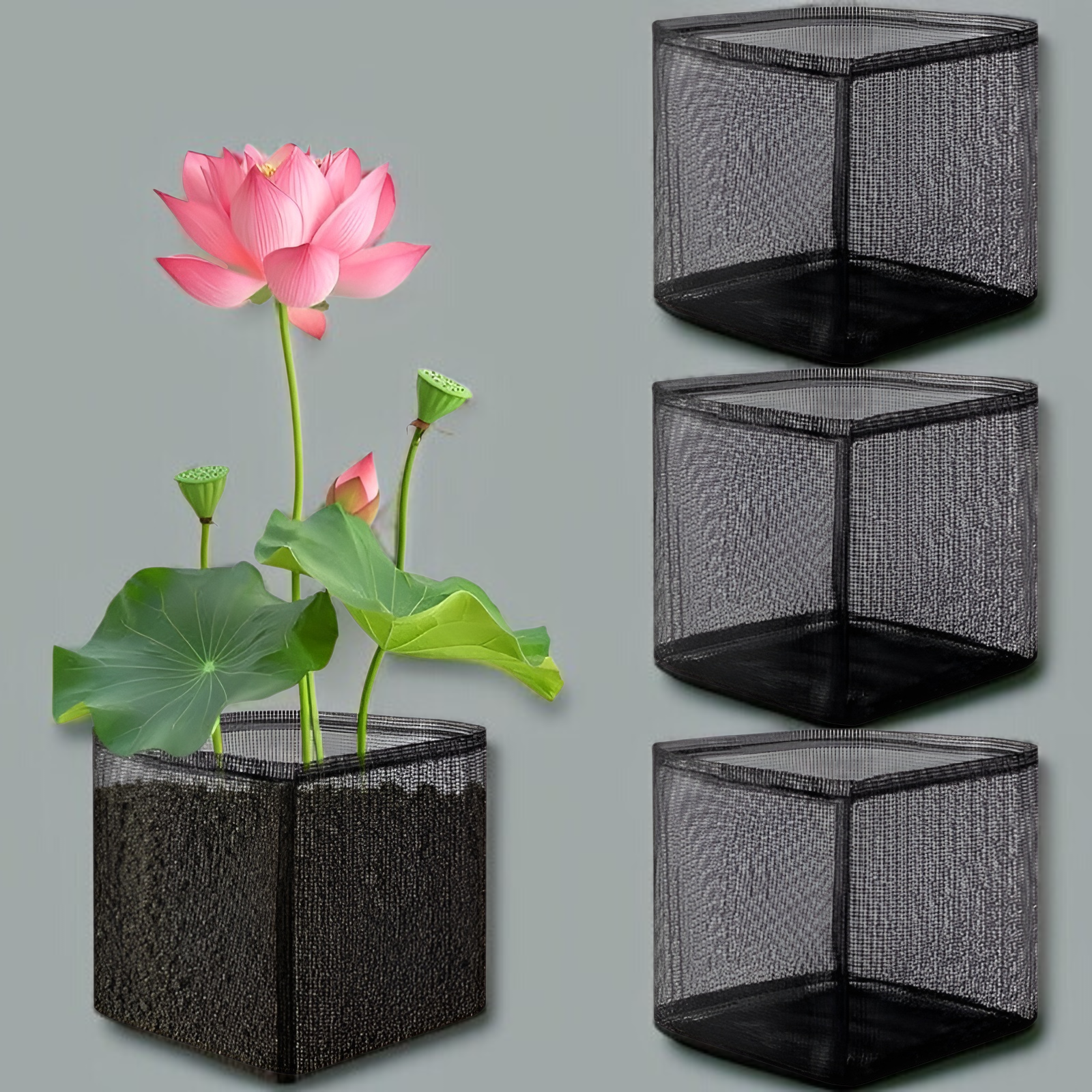 4ピース 水生栽培バッグ 再利用可能 メッシュ ウォーターガーデン 池 植木鉢