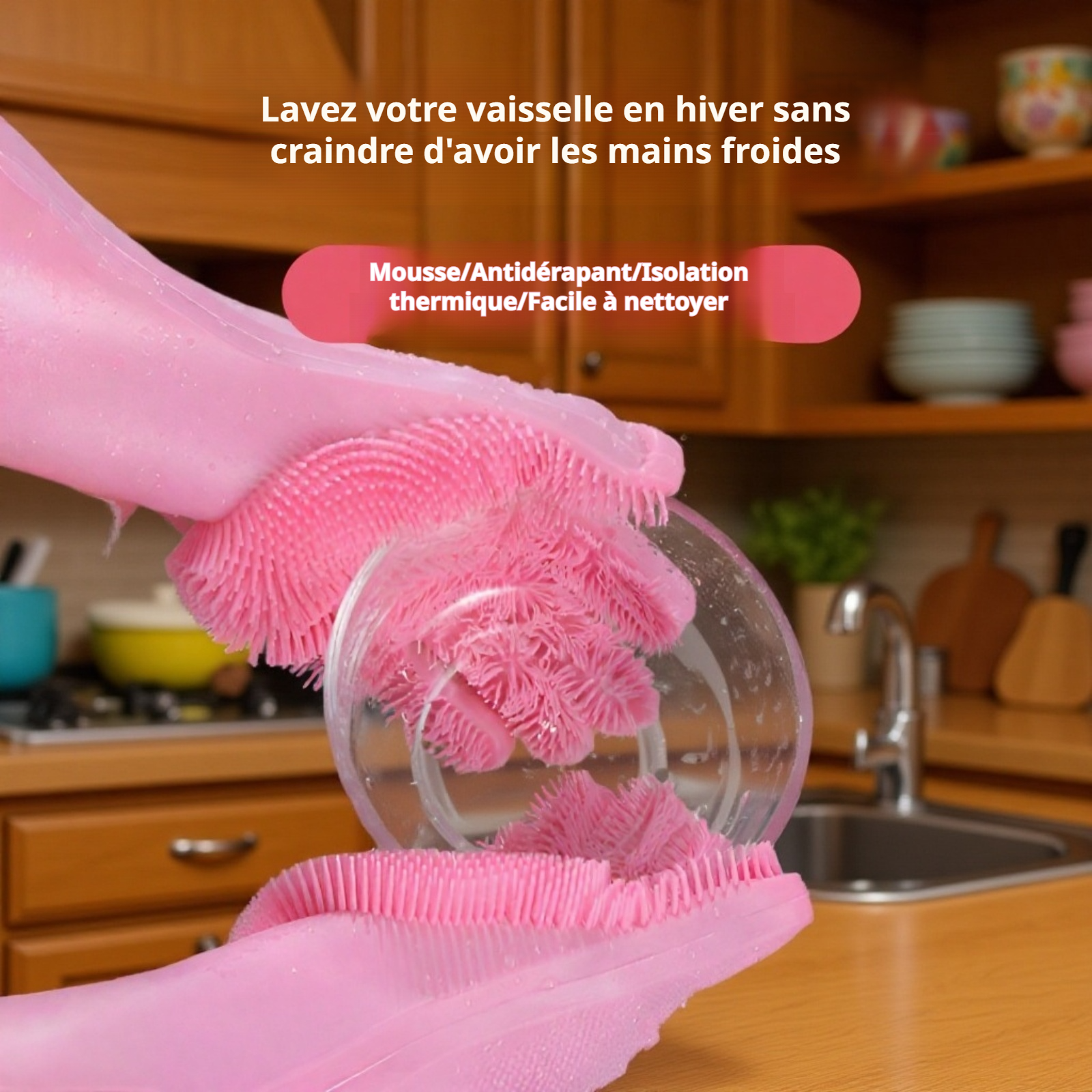 Gants en silicone pour la vaisselle, résistants et imperméables
