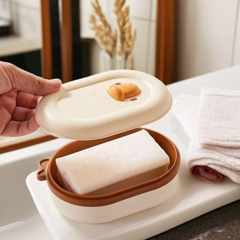 便攜帶蓋防水卡通肥皂盒