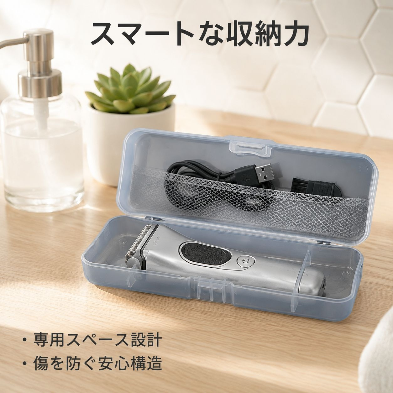 携帯用シェーバー収納ボックス