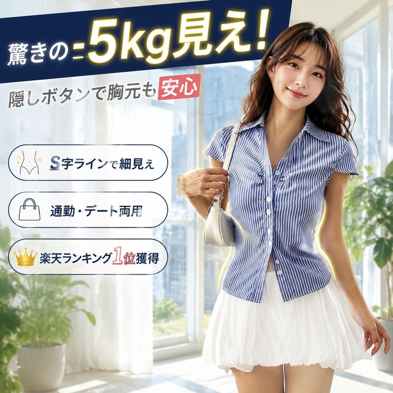 デイリーシンプルストライプシャツレディース