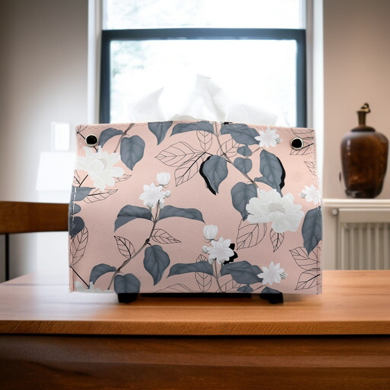 リビング用花型革製ティッシュボックス