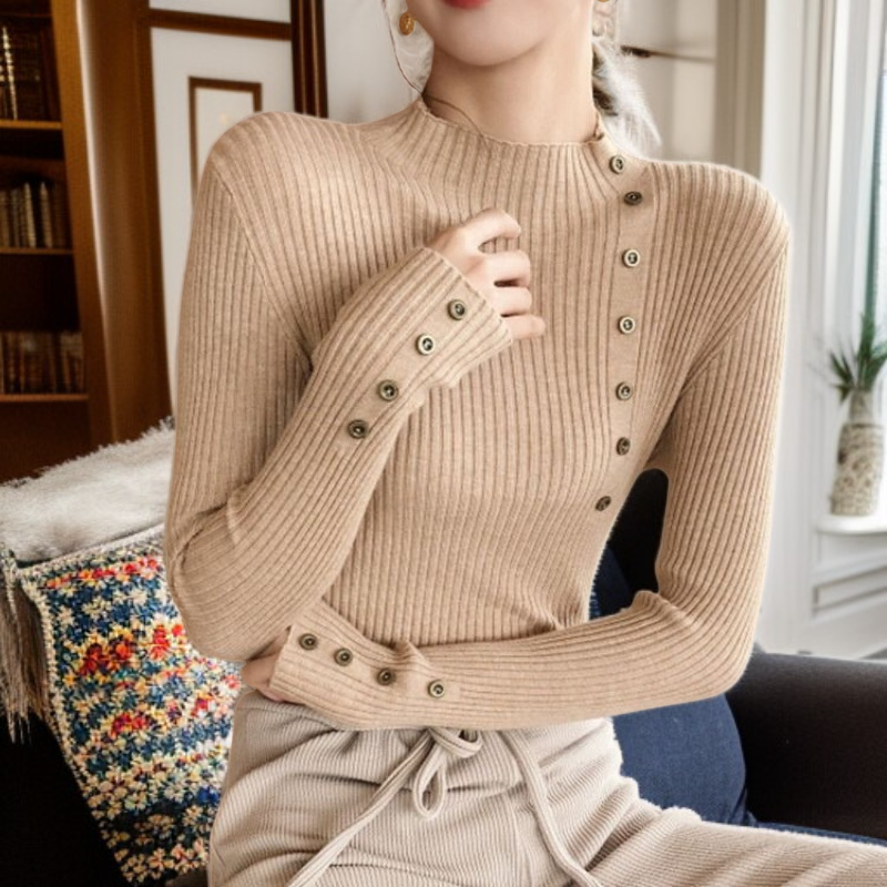 버튼다운 터틀넥 스웨터