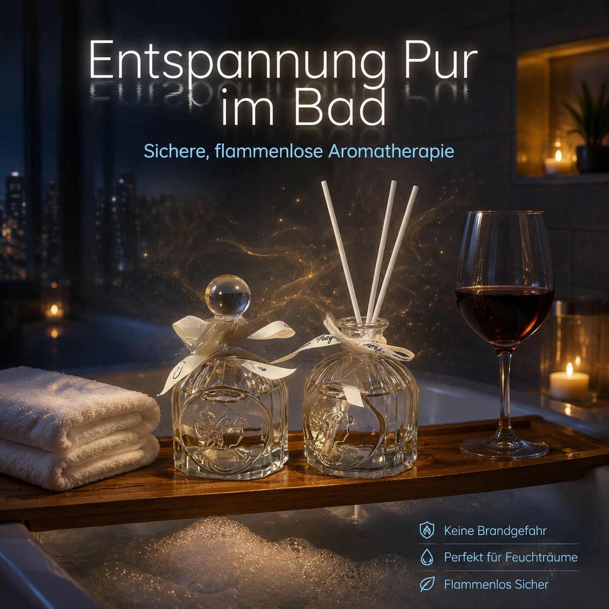 Glas Parfümflasche Raumduft Dekorationsflasche für Büro, Bad und Schlafzimmer