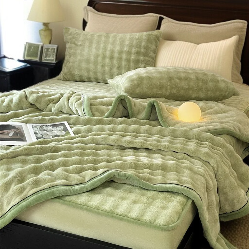 Ropa de cama de terciopelo burbuja con sábana simple y colchón mullido